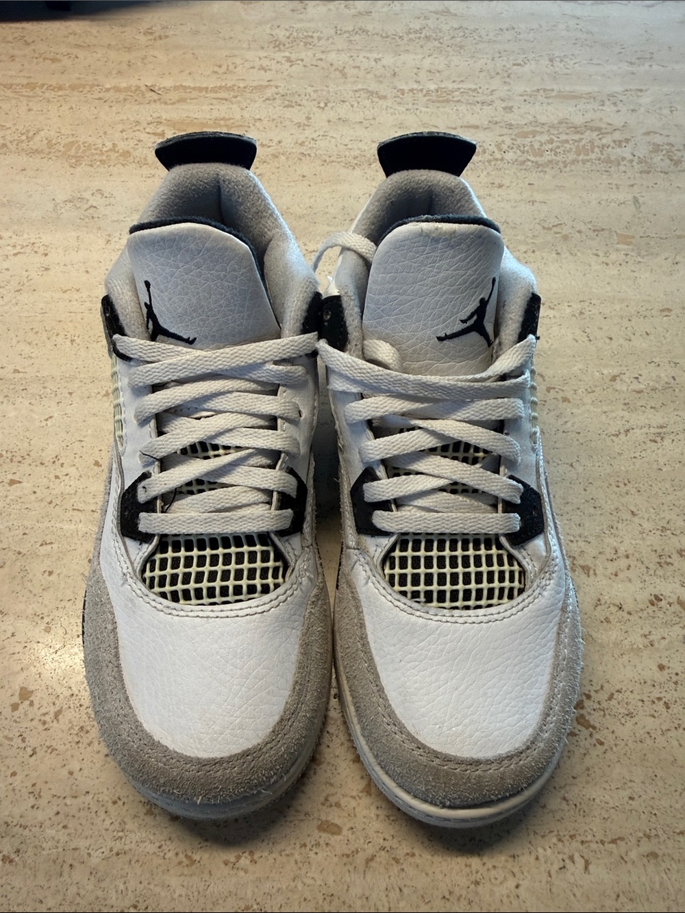 Jordan Kids White and Gray Retro Basketball Sneakers